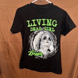 Black Graphic Tee with Green and White Print